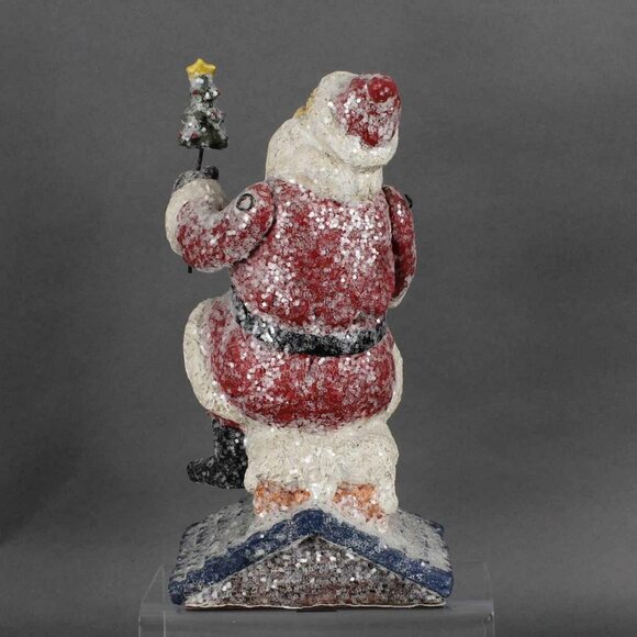 Santa On Chimney Holding Christmas Tree 10" Stocking Hanger - Picture 2 of 2